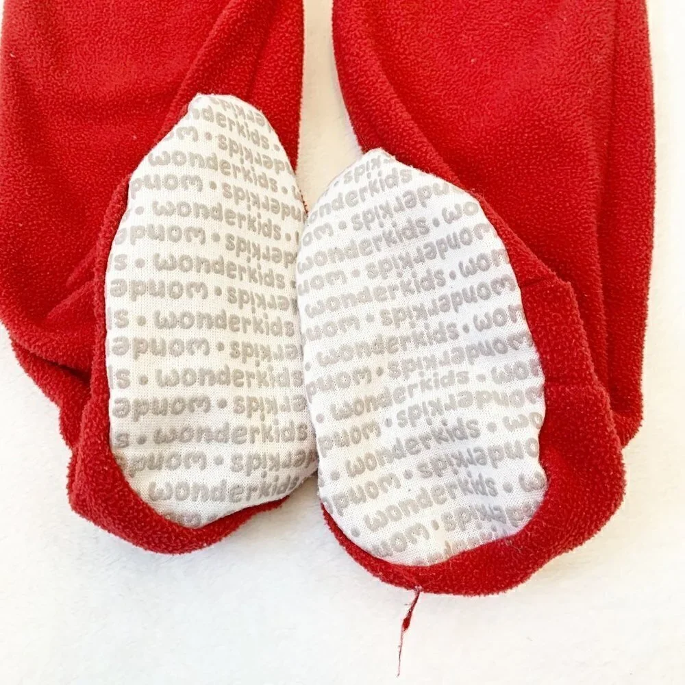 5/$25 Wonderkids Footed Pajamas Kids 4T‎ Red Dog Tired Fleece One Piece Sleeper